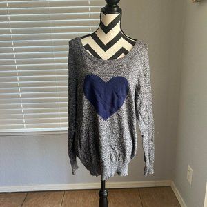 Torrid Blue Heart and Grey Sweater - Size 1